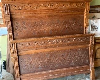 	#28	Antique full headboard and footboard set	with side wooden slats  $150.00 		