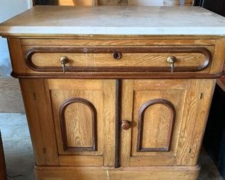 	#46	Marble top cabinet with 1 drawer and 2 doors 23"x18"x32"	 $75.00 		