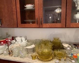 	#37	Yellow depression glass dinnerware. 54 piece set	 $100.00 		