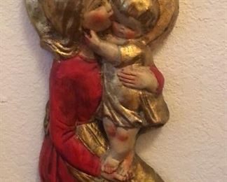 Pretty Madonna and Child from Italy. Wooden back