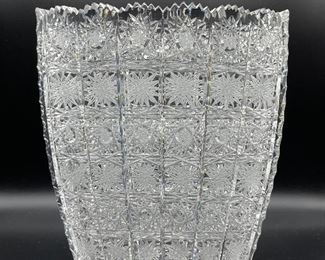 Bohemian/Czech Vintage 24% Lead Crystal Oval Vase