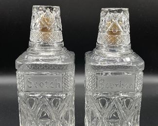 Imperial Cape Cod Square "Scotch" & "Bourbon"  Liquor Decanter w/ Glass Stopper