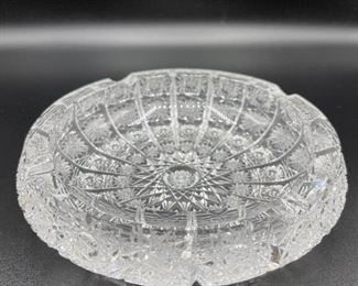 Bohemian Vintage Czech Hand Cut Crystal Queen Lace Large Ashtray 