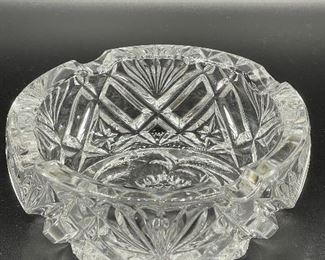 Czech Bohemian Lead Crystal Hand Cut Glass Ashtray 6"