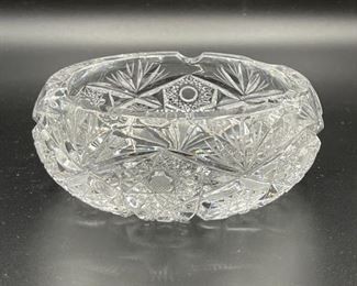 Vintage American Brilliant Period (ABP) Cut Crystal Glass Round Ashtray