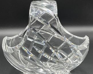Vintage Large Lead Crystal Basket With Handle