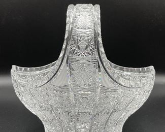 BOHEMIAN CZECH QUEEN LACE CRYSTAL HAND CUT BASKET