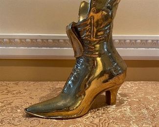 Antique Metal Ladies’ Boot Bronze Sculpture
