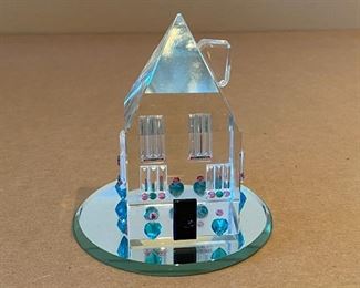 Crystal House Figurine - House with Colored Crystals