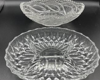 Gorham Althea Crystal Divided Dish Vintage Serving Ware & Vintage NEWCUT Oval Crystal Dish