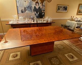 Vintage Burlwood 2-piece Dining Set - Furniture Lighting DEC Made In Spain By MILO BAUGHMAN 