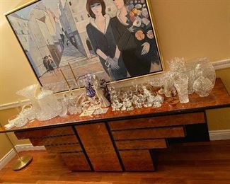 Vintage Burlwood 2-piece Dining Set - Furniture Lighting DEC Made In Spain By MILO BAUGHMAN 