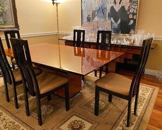 Vintage Burlwood 2-piece Dining Set - Furniture Lighting DEC Made In Spain By MILO BAUGHMAN 