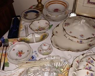 Various porcelain dishes. Many are Bavaria.
