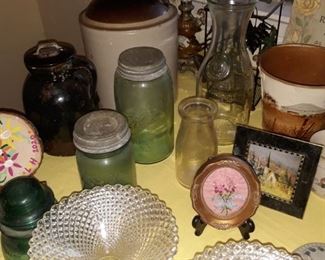jugs, old glass jars, candy dishes, bottles, and more