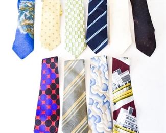 Lot	7	10 Designer Ties - Ermenegildo Zegna	4 Ermenegildo Zegna Silk ties - white ties has slight discoloring at end - see photos 1 Richard James with sales tag still attached 1 Montana silk made in Italy 4 unknown maker silk ties
