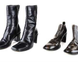 Lot	39	2 pairs of Costume National boots	Made in Italy. Italian size 37.5 US size 7.5. 2.5 inch heel 1 mid calf boot, 1 ankle boot worn bottom soles. scuffs on toes and heels
