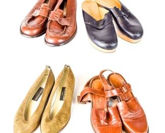 Lot	41	4 Italian Womens shoes - Prada, Pollini, Cesare	1 pair of Prada clogs, scuffed toe, ware on insoles, EU size 37 US size 7 1 pair of Cesare Paciotti loafers, worn soles, EU size 37.5 US size 7.5 1 pair of Pollini slip on, worn soles, worn suede, minor stains, EU size 37 US size 7 1 pair of Joan Helpern stap clogs, worn soles, minor scuffs on leather, unknown size - from same collection so should be 7 or 7.5
