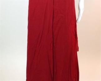Lot	50	Designer Morgane La Fay - Full Length Wrap Skirt	Morgane La Fay - Full Floor Length Red Wrap Skirt from Designer Collection - No Sizing - approx. measures women's 8
