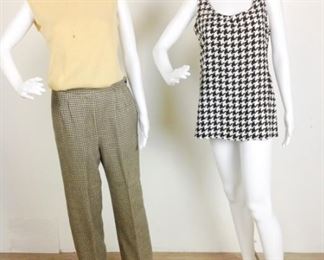 Lot	59	Valentino Boutique LOT 3 Pant / Vest / Tank	Valentino Boutique Italy - Hounds Tooth Black/Cream Pant SIZE 10 Valentino Boutique - Sweater Vest Cream scoop neck SIZE Large - small hole in vest - see pictures Valentino Boutique - Tank Top Zipper Side - Large Print Hounds Tooth Size 10
