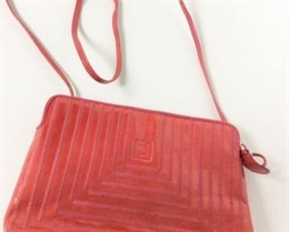 Lot	158	Fendi Orange - Pink Purse	Vintage Fendi Orange / Pink Stitched Cross Body Purse leather lined **make up markings** inside Zipper closure One inner zipper pocket
