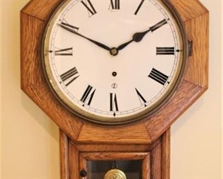 Antique school house regulator clock.  