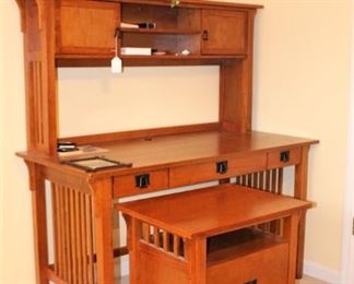Mission oak style desk with file cabinet. 