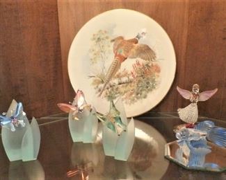 PICKARD BIRD PLATES, SWAROVSKI BUTTERFLIES