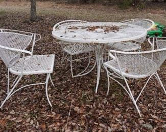 Metal patio table and chairs