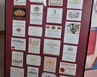 Framed wine labels