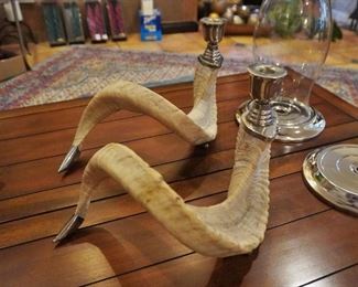 Ram horn candleholders