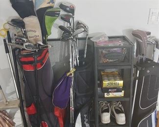 Golf Clubs + shoes, misc
