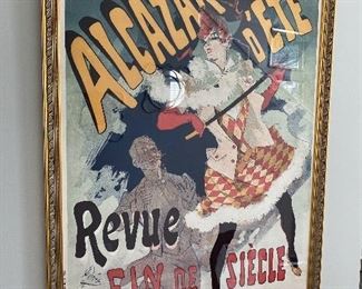 Lot 5506. $250.00. Quality Framed Poster by Jules Cheret 1890 - Alcazar D'Ete De Leon Garnier" 55" Tall x 41"w. Beautifully framed, Massive Piece of Art for a Great Price!
