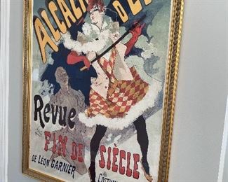 Lot 5506. $250.00. Quality Framed Poster by Jules Cheret 1890 - Alcazar D'Ete De Leon Garnier" 55" Tall x 41"w. Beautifully framed, Massive Piece of Art for a Great Price!
