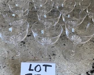 Lot 5523. $80.00 Vintage crystal set - 29 glasses: 12 coupe; 7 wine; 8 goblets; & 2 flutes. Nice crystal - Time to stock your bar!