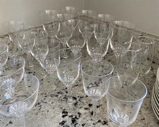 Lot 5523. $80.00 Vintage crystal set - 29 glasses: 12 coupe; 7 wine; 8 goblets; & 2 flutes. Nice crystal - Time to stock your bar!