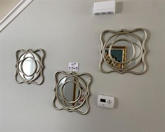 Lot 5548. $18.00 Lot of 3 decorative mirrors in metal frames. Each is 15" x 15".