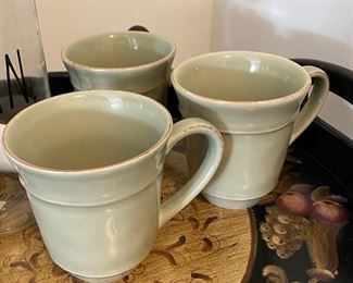 Lot 5520. $65.00. Keurig Machine, a glass canister (perfect for storing K-Cups or beans), and 4 Pottery Barn Mugs.