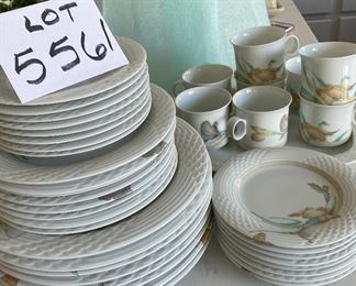 Lot 5561. $225.00 Hutschenreuther 41 piece Leonard Decor Estoril china set, includes service for 8. 8 dinner plates, 8 salad plates, 8 bread plates 8 saucers, 8 cups, and 1 platter. ( a complete set with service for 12 and several serving pieces sold for $1600+. ). These are high-quality dishes, made in Germany.