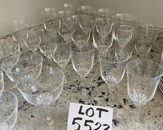 Lot 5523. $80.00 Vintage crystal set - 29 glasses: 12 coupe; 7 wine; 8 goblets; & 2 flutes. Nice crystal - Time to stock your bar!
