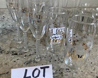 Lot 5526. $12.00. Set of 6 Millennium champagne flutes in 2 different designs.