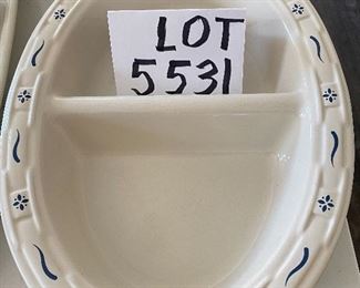 Lot 5531. $26.00. Longaberger Woven Traditions 13" oval divided vegetable dish.