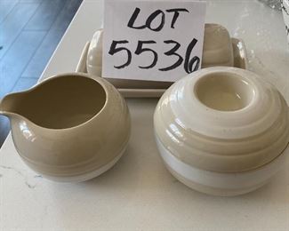 Lot 5536. $30.00 Epoch Korea Cream & Sugar set and a butter dish.