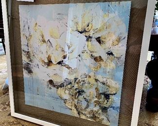 Lot 5549. $60.00 Beautifully framed painting on particleboard in a lined, shadowbox frame. 28" square.