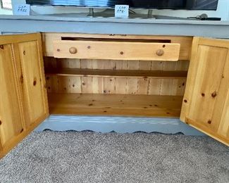 Lot 5582. $425.00 Painted Pine credenza with great storage and 2 cabinet doors and 1 drawer. 72" L x 23" D x 35>5" H