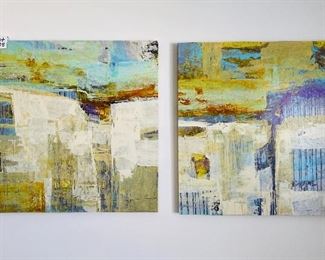 Lot 5585. $175.00 Two stretch canvas giclee paintings. 40" x 40" each, wood frames. titles "Concordant 1" and "Concordant II".