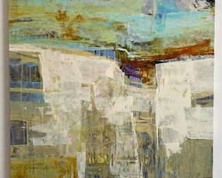 Lot 5585. $175.00 Two stretch canvas giclee paintings. 40" x 40" each, wood frames. titles "Concordant 1" and "Concordant II".