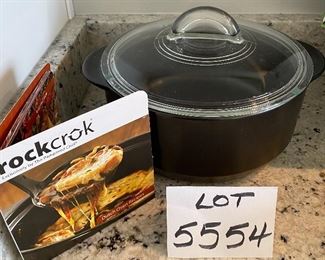 Lot 5554. $58.00 Pampered chef 'Rockcrok' 4Qt Dutch Oven. Retails for $140.00. "The Rockcrok® Dutch Oven is the perfect size for cooking for a crowd, and because it’s made from durable clay material, you can use it for any cooking method. It’s safe for the stovetop, broiler, oven, microwave, and grill. Plus, unlike other types of ceramic cookware, you can use Rockcroks right away without needing to preseason."