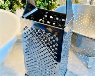 Lot 5562. $18.00. Steamer, Plastic Colander, Footed Aluminum Colander and Hand-Box Grater
