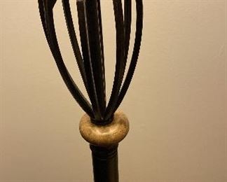 Lot 5608. $85.00. Floor Lamp with Cream Color Square Shade 15" sq., 59"tall, 10" deep - Black & gold metal finish.